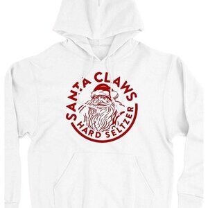 Santa Claws Graphic Hoodie Sweatshirt White Red Size Small NWT